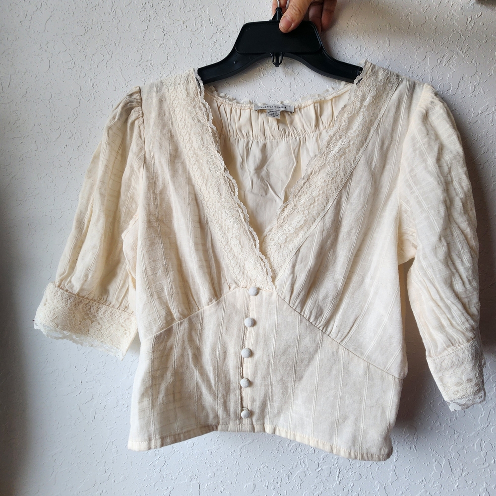 American Eagle Outfitters Ivory Lace Blouse